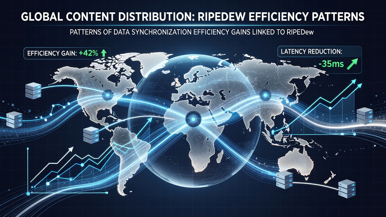 Chart displaying synchronization latency reductions and bandwidth savings from ripedew implementations in various global regions